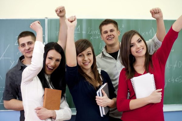 Successful smiling students